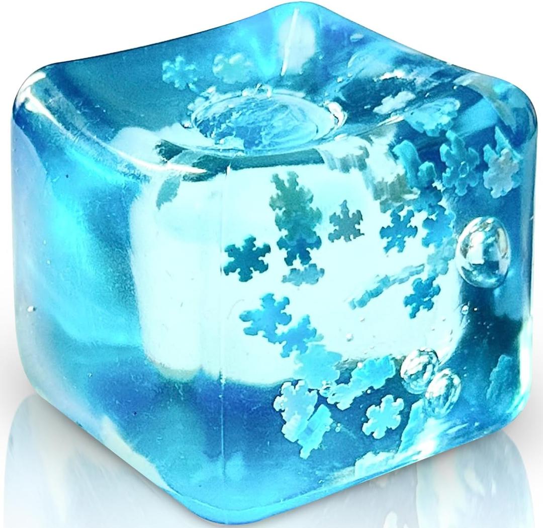 Stress Balls Ice Cube with Snowflakes Inside for Your Best Mellow and Chill, Snow Pieces Silent Nice Square Shape Anxiety Sensory Squishy Fidget Toy Slow Rise, Classroom Prizes, Calming Kids Adults