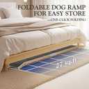 Easyego Foldable Dog Ramp for Bed and Couch, 74" Wood Pet Ramp with Side Rails and High Traction Carpet, 22 Gentle Long Slope, Top Landing Platform, Supports up to 200 LBS for Senior Dogs - Natural