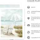 Color Play Coastal Wall Art Beach Prints: Unframed Ocean Seascape Picture Boat Seagull Grass Chair Umbrella Artwork for Home Decor, Set of 4