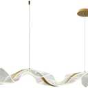 Modern LED Novelty Wavy Chandelier Lighting Dining Room Kitchen Island Home Decor Starry Acrylic Long Hanging Lights Restaurant Hotel Front Desk Pendant Lamps Dimming (Length 47.24(in) (120cm))