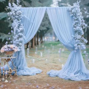 10ft x 10ft Baby Blue Backdrop Curtains, Wrinkle-Free Sheer Chiffon Fabric Photo Backdrop Draping Fabric for Wedding Arch Baby Shower Gender Reveal Photography Decorations (5ft x 10ft, 2 Panels)