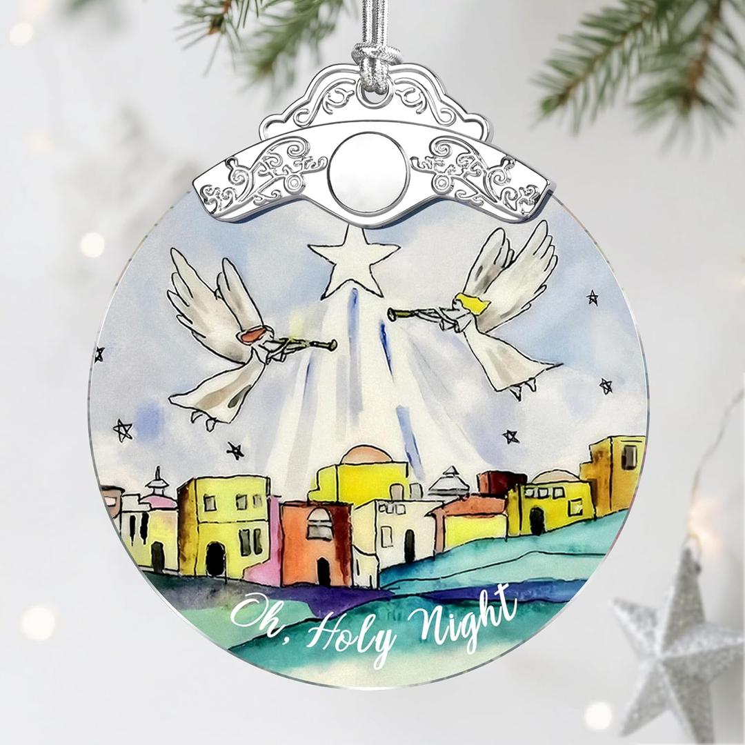 2 x Stained Glass Religious Ornament, Bethlehem Christmas Ornaments, Christmas Decorations for Tree, Holiday Ornament, Religious Gifts, Holiday Party Gifts, Gift Ideas & Xmas Gift