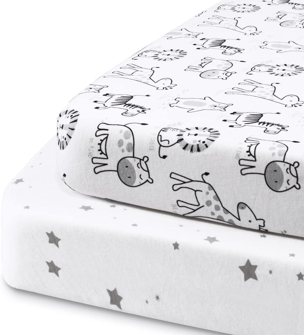 Beberoad Love 2 Pack Baby Bassinet Sheets, 100% Cotton Soft Universal Fitted Sheets for Oval, Hourglass and Rectangular Bassinet Mattress Pad-Elastic Washable, White, 32 x 18 x 3 Inches