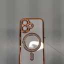 Magnetic Glitter Diamond for iPhone 17 Case[Compatible with MagSafe] Sparkle Rhinestone Camera Lens Protector Plated, Crystal Clear Slim Military Drop Shockproof Cover for Women, Orange