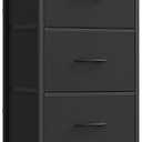 SONGMICS Dresser for Bedroom, Chest of Drawers, Steel, MDF, 5 Non-Woven Fabric Drawers, Storage Organizer Unit, Closet, Entryway, Ink Black and Ebony Black ULGS315B01S