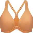 MELENECA Women's Racerback Front Closure Bras Plunge Unlined Full Coverage Seamless Underwire Bra (44C, Taupe)