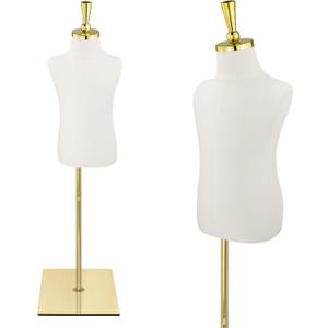 Kid Dress Form Mannequin, Adjustable Child Mannequin with High Stability Gold Metal Stand for Clothing Display, 2-3 Years Old