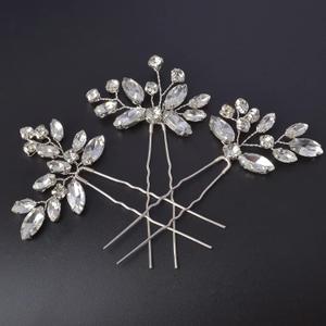 Bridal Hair Accessories, Beusoulover 3pcs Crystal Wedding Hair Pieces, Handmade Rhinestone Bridal Hair Pin for Women, Girls, Bridesmaids (Silver)