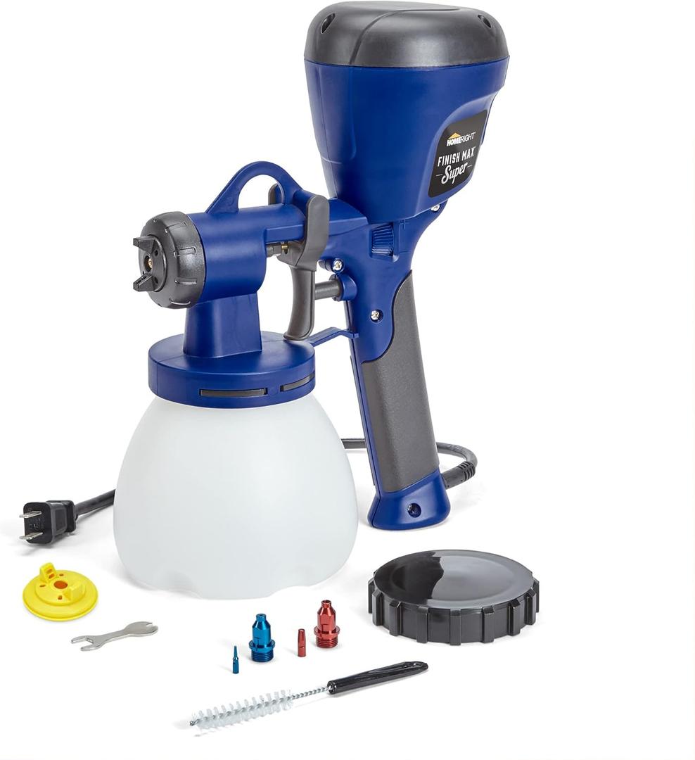 HomeRight C800971.A Super Finish Max, Includes 3 Brass Spray Tips, 3 Spray Patterns, Easy to Clean HVLP Paint Sprayer, Great for Furniture, Cabinets, Trim & More, Sprays Stains, Sealers & Latex Paints (Super Finish Max)