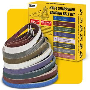 45-Piece 1/2" x 12" Knife Sharpener Sanding Belt Kit for Work Sharp Knife & Tool Sharpener (WSKTS & WSKTS-KT/Mk.1 & Mk.2) - Multiple Grits