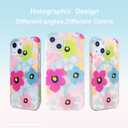 Magnetic Case for iPhone 13 Mini 5.4 inch Compatible with MagSafe Charging Soft TPU Bumper Slim Shockproof Protective Cute Cover (Holographic Pink Blue Flowers)