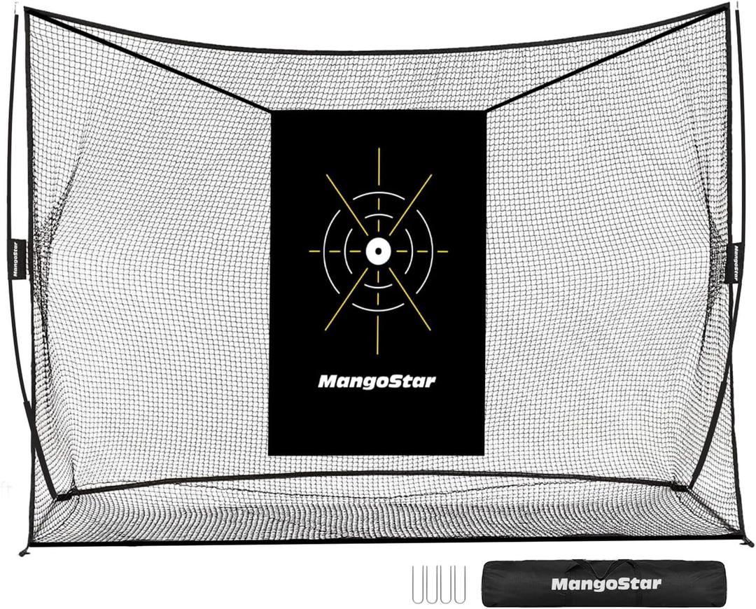 Mangostar Golf Net, 10x7ft Heavy Duty Golf Practice Net for Backyard Driving Real Golf Balls with Target Cloth and Carry Bag, Indoor Outdoor Golf Hitting Training Set Ideal Gift for Golfers