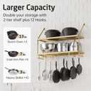 KES 30-Inch Gold Pot Rack Wall Mount, 2-Tier Hanging Pot and Pan Organizer