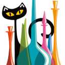 BrightRow Cat Metal Wall Art Decor Retro Mid Century Modern Atomic Cat Colorful Glass Decanters Wall Hanging Decor for Home Bedroom Living Room Bathroom Kitchen Office Garden(Cute)