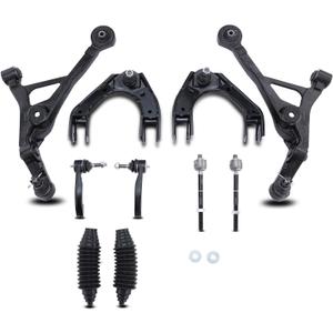 A-Premium Set of 10, Front Upper & Lower Control Arm, Inner & Outer Tie Rod End, Compatible with Chrysler Sebring 1996-2006, Cirrus 1995-2000, Dodge Stratus 1995-2006, Plymouth Breeze 1996-2000