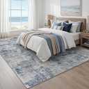 DEXI 9x12 Area Rugs for Living Room, Washable Indoor Rug for Bedroom, Blue