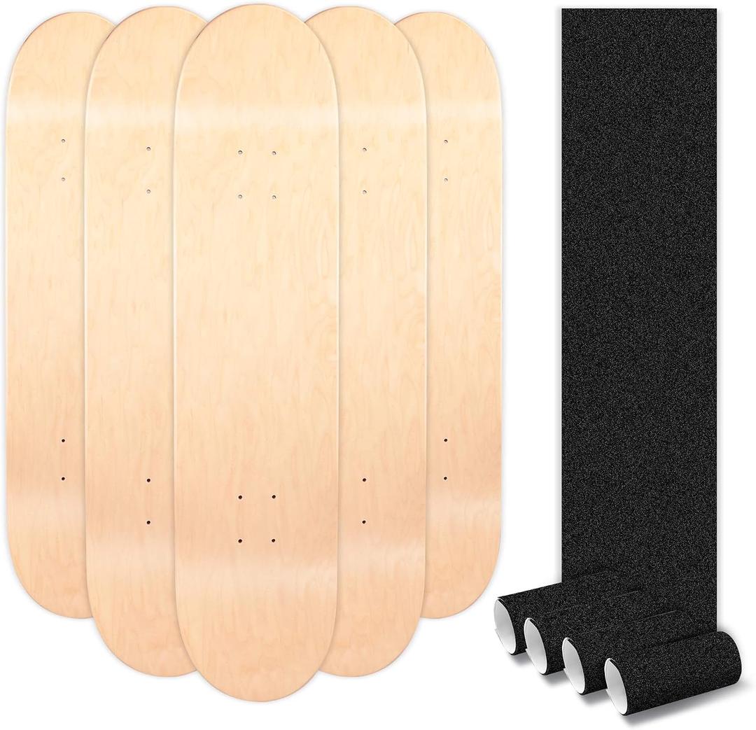 Maple Skateboard Decks Double Tail Skateboard Light Decks Free Skateboard Grip Tape, 5 Pcs