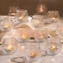 32 Pcs Clear Votive Candle Holders, Round Votive Candle Holders with Polka Dot Embossed for Table Centerpiece, Tealight Candle Holder for Weddings, Home Decor, Baby Shower, Special Occasions