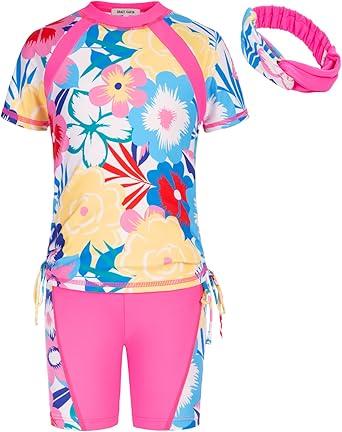 GRACE KARIN Girls Rash Guard Swimsuit Short Sleeve Two Piece Bathing Suit 10Y