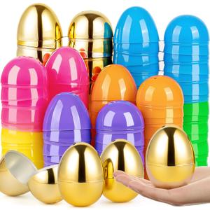 36 Pcs Large Easter Eggs, 3.15'' Empty Colorful Plastic Eggs with Golden Eggs, Fillable Plastic Egg for Easter Hunt, Filling Treats for Easter Basket Stuffers, Party Favors Decoration