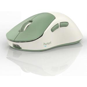 hunart H6 49g Wireless Mouse, Bluetooth & 2.4GHz Rechargeable Mouse, Lightweight Silent Ergonomic Mouse with USB-C Charging, Portable Right-Hand Office Mouse for Laptop, PC, MacBook, Tablet - Green
