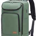 Lekebobor Travel Rolling Backpack, 18 inch Waterproof Bag with 360 Wheels for 15.6" Laptop, Convertible Airline Approved Travel Back Pack for Men & Women, Business, Commuter (Green)