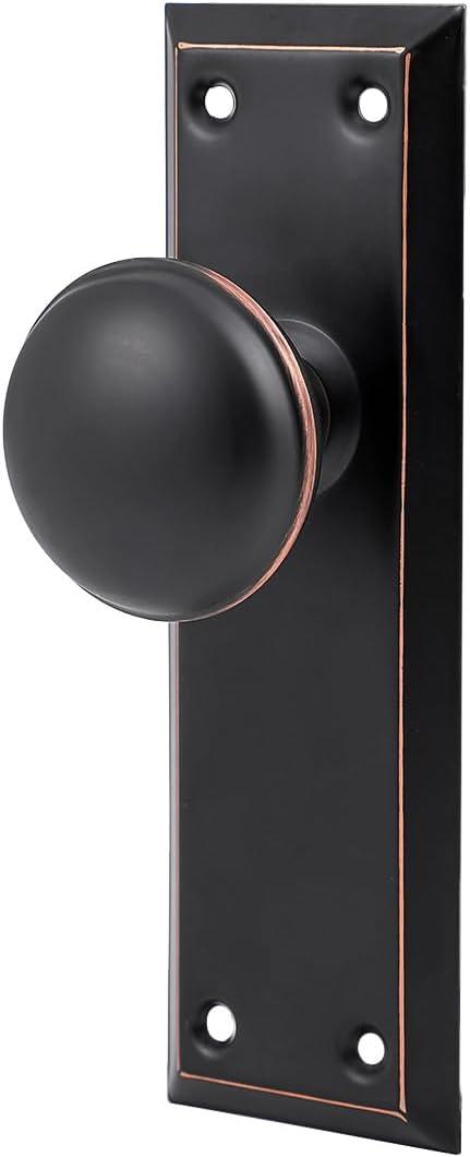 2 Pack Vintage Single Sided Dummy Door Knobs Interior, Antique Long Plate Dummy Door Knobs in Oil Rubbed Bronze