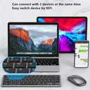 Portable mini Wireless Bluetooth Keyboard and Mouse Combo, Bluetooth 3.0/5.0/2.4G, Multi-Device pc,Laptop,Phone,ipad,Windows,iOS,Android Compatible, Rechargeable,78KEY,11.2inch Length (Gray)
