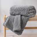 EverGrace Jacquard Boho Sherpa Fleece Throw Blanket for Couch, Super Soft Cozy Fuzzy Plush Blankets for Winter, Reversible Thick Warm Blanket for Bed, Sofa, Living Room, Grey, 60" x 80"