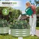 G GOOD GAIN Round Raised Garden Bed - 2Pcs 3x3x1ft Galvanized Steel Planter Boxes Outdoor with Rubber Edge Trim | Metal Raised Beds for Gardening Vegetables Flowers Fruits Herbs (Olive Green)