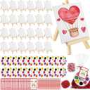 Wonderjune 146 Pcs Valentine's Gift Mini Painting Set - Watercolor Paints with Valentines Cards Easel, 8 Colors Watercolor Paints for Valentine Party Favor Exchange Gifts Art Supplies