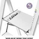 KINGRACK Aluminium 4 Step Ladder, Lightweight Step Stool with Non-Slip Pedals, Handrail, Foldable Step Ladder for Kitchen, Garage, Home, Space Saving, Sturdy and Portable, Silver