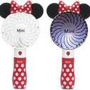 Kbinter Cute Personal Mini Fan, Handheld & Portable USB Rechargeable 1 Speed USB Fans with Colorful LED Light Adjustable, for Indoor Or Outdoor Activities, Cute Mouse (Rose)