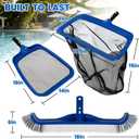 POOLAZ Pool Cleaning Kit, 3 in 1 Pool Net Skimmer & Pool Brush Head for Inground Pools & Above Ground Pools, Durable Pool Skimmer Nets & Pool Brush Compatible with Standard Pool Pole