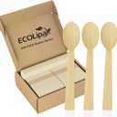 ECOLipak 300 Count Bamboo Spoons Disposable, 6.7 Inch No Splinters Heavy Duty Bamboo Disposable Compostable Spoons for Party, Wedding, Camping, Traveling, Family Dinners, Large Events