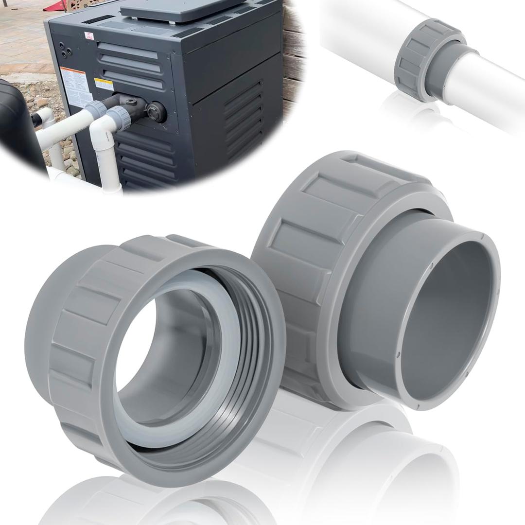006723F Connector Heater Flange Compatible with Raypack Pool Heater Parts,2 PVC Connector & Nut Kit