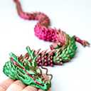 2 x 17.8inch 3D Printed Dragon Model,Flexible Realistic Articulated Animal Fidget Toys,Mystery Figurines Gifts for Easter,Executive Desk Funny Dcor and Festival Collectible (RG)
