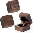 Ring Box, Wooden Ring Box for Wedding Ceremony Ring Bearer Box, Engagement Ring Holder Gift for Anniversaries day, Birthday Gift (Mr&Mrs - 2 PCs)