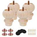 Txcucc 3 Inch Wooden Unfinished Bun Feet for Dresser Legs Couch Sofa Cabinet Ottoman DIY Replacement Wood Furniture Legs Set of 4