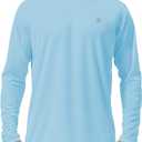 Roadbox Mens UPF 50+ UV Sun Protection Shirts Outdoor Long Sleeve SPF Rash Guard for Fishing Hiking Swimming Running, Blue Large