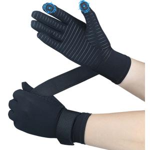 Copper Arthritis Compression Gloves for Pain Relief,Rheumatoid Arthritis,Carpal Tunnel,Full Finger Compression Hand Glove with Wrist Strap & Touchscreen Tips, Fit for Women Men (Small/Medium 1 Pair)