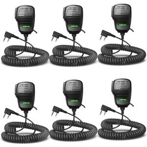 SAMCOM Waterproof IP67 Shoulder Speaking Mic for Two Way Radios, 2 Pin Heavy Ham Radio Hand Microphone for FPCN10A FPCN30A BF-F8HP PRO AR-5RM UV-21R Walkie Talkies, Kenwood 2-Way Radio, 6 Pack