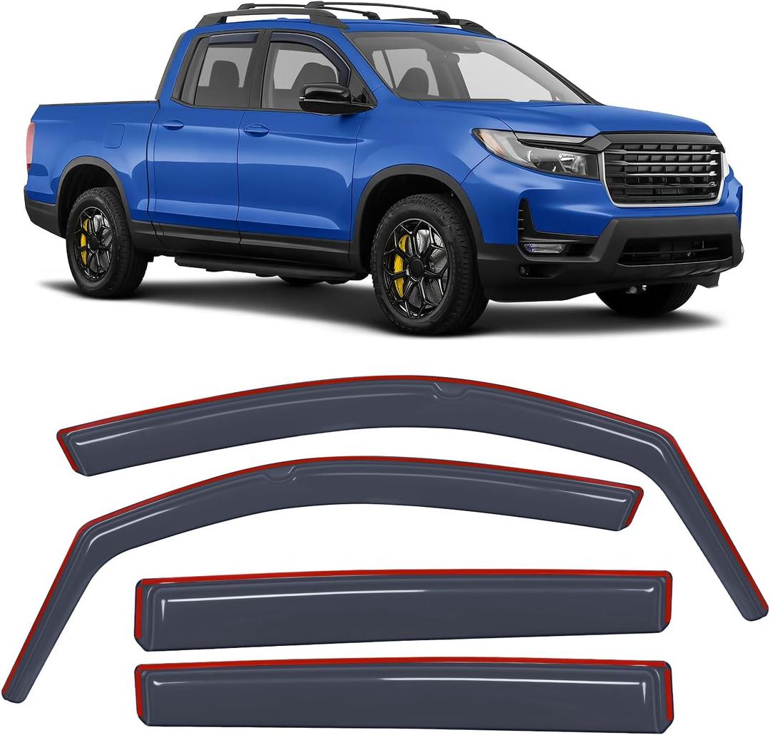Nilight in Channel Rain Guard for Honda Ridgeline 2017 2018 2019 2020 2021 2022 2023 2024 2025 2026, Inside Mount Window Deflectors for Cars, Light Smoky Blue, 4PCS