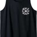 Vegvisir viking compass rune protection symbol Celts Nordic Tank Top (2XL, Black)