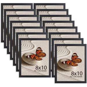 Memory Island 8x10 Photo Frames for Wall and Tabletop Display, 8 by 10 Black Picture Frames with HD Plexiglass, Set of 15