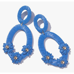 Boho Raffia Earrings Flower Drop Earrings Cute Floral Dangle Earrings Statement Summer Jewelry for Women