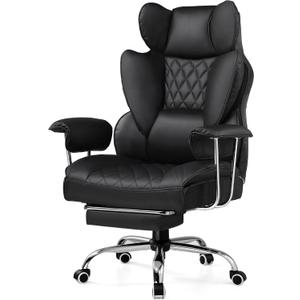 GTPLAYER Gaming Chair,Office Chair with Pocket Spring Lumbar Support, Ergonomic Comfortable Wide Office Desk Computer Chair with Outward Fixed Soft Armrests and Footrest (PU Leather, Black)