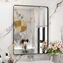 WEER Black Bathroom Mirror 24X32 Inch, Rectangular Black Metal Frame Mirror, Matte Black Bathroom Vanity Mirror with Tempered Glass, Rounded Corner, Anti-Rust (Horizontal/Vertical)