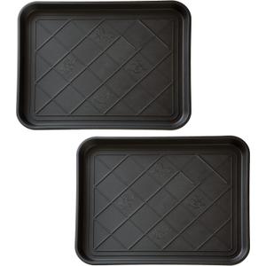 All-Weather Boot Tray - Water-Resistant Plastic Mud Pan, Pet Food Tray, and Outdoor or Indoor Shoe Mat for Entryway by Stalwart (Black)