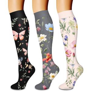 Laite Hebe 3 Pack Compression Sock-Compression Sock For Women and Men Circulation -Best for Running,Athletic Sports (Small-Medium)